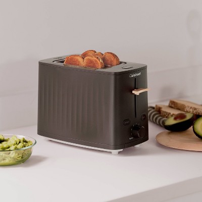Compact Black Stainless Steel 2-Slice Toaster with Wide Slot