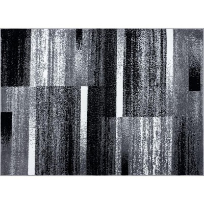 Gray Geometric 5' x 7' Stain-Resistant Synthetic Area Rug