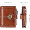 Hachikiko Small Bifold Wallet - Vegan Leather RFID Blocking Card Holder with Zipper Coin Pocket, Compact & Roomy,Brown - 3 of 4