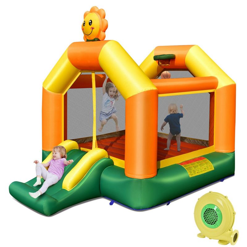 Costway Inflatable Bounce Castle Jumping House Kids Playhouse w/ Slide & 480W Blower, 1 of 11