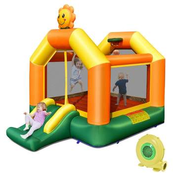 Costway Inflatable Bounce Castle Jumping House Kids Playhouse w/ Slide & 480W Blower