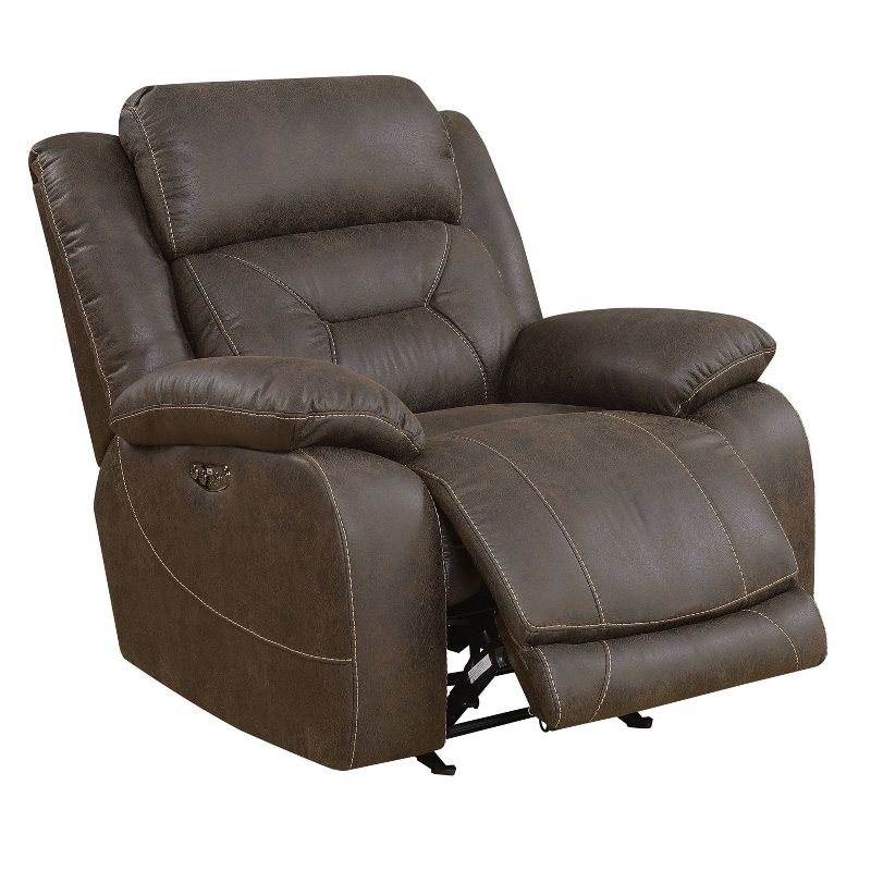 Aria Power Glider Recliner with Power Head Rest Saddle Brown - Steve Silver Co., 5 of 8