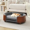 Elevated Dog Bed Pet Sofa with Solid Wood Legs and Bent Wood Back, Velvet Dog Bed with Removable Washable Cushion Cover - Cuddlewood - 2 of 4