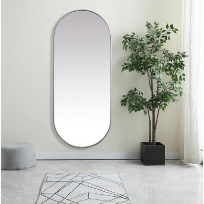 Silver Full Length Rectangular Wood Frame Mirror
