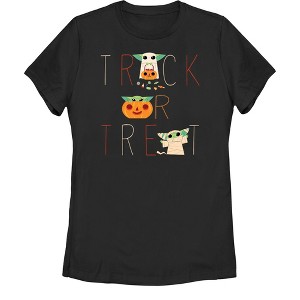 Women's Star Wars The Mandalorian Halloween Grogu Trick or Treat T-Shirt - 1 of 4