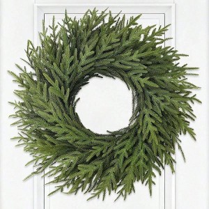 26 inch faux green norfolk pine wreath for front door indoor outdoor wall decor artificial pine needles wreath with realistic look - 1 of 4