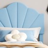 coucheta ed Frame with Shell Headboard, Velvet Upholstered Bed Frame with Adjustable Headboard, Girl Platform Strong Wood Slat Support - 3 of 4