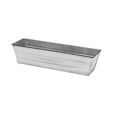 24" Galvanized Steel White Rectangular Planter Box