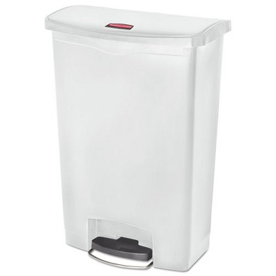 Rubbermaid Commercial Streamline Resin Step-On Container, Front Step Style, 24 gal, Polyethylene, White
