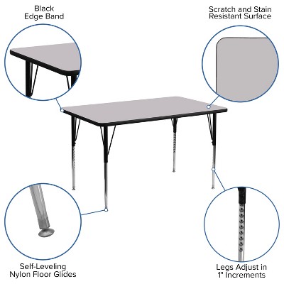 Gray Adjustable Height Laminate Activity Table with Steel Legs