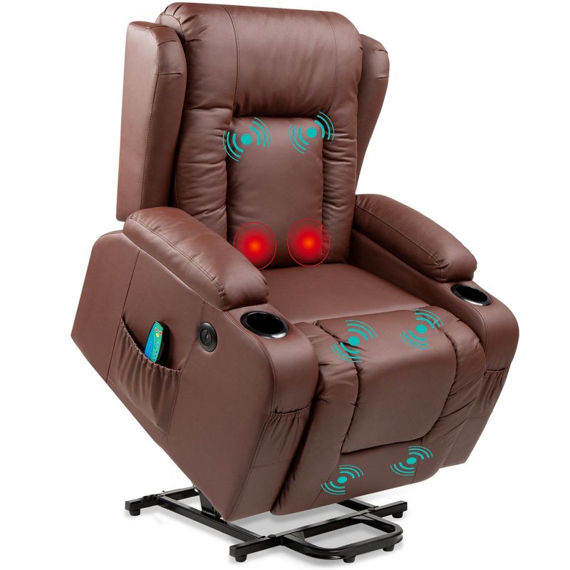 Best Choice Products Electric Power Lift Recliner Massage Chair Furniture w/ USB Port, Heat, Cupholders, 1 of 9