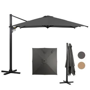 Heynemo Cantilever Umbrella, Large Umbrella, Patio Umbrella with Base & 360¡ã Rotation & Tilt Adjustment, Heavy Duty Offset Deck Umbrella - 1 of 4