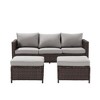 Sonkuki 3-Seater Patio Sofa Set Brown/Gray Rattan with Ottomans - 2 of 4