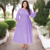 Anna-Kaci Women's Plus Size Casual Smocked Chest Round Neck Flowy Tiered Maxi Dress - 3 of 4
