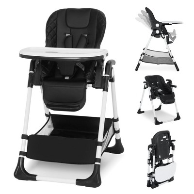 Kinder King Foldable High Chair for Babies & Toddlers, Adjustable Height, Recline, Storage Basket, Double Trays, Easy to Clean