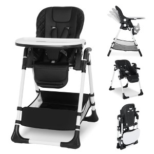 Kinder King Foldable High Chair for Babies & Toddlers, Adjustable Height, Recline, Storage Basket, Double Trays, Easy to Clean - 1 of 4