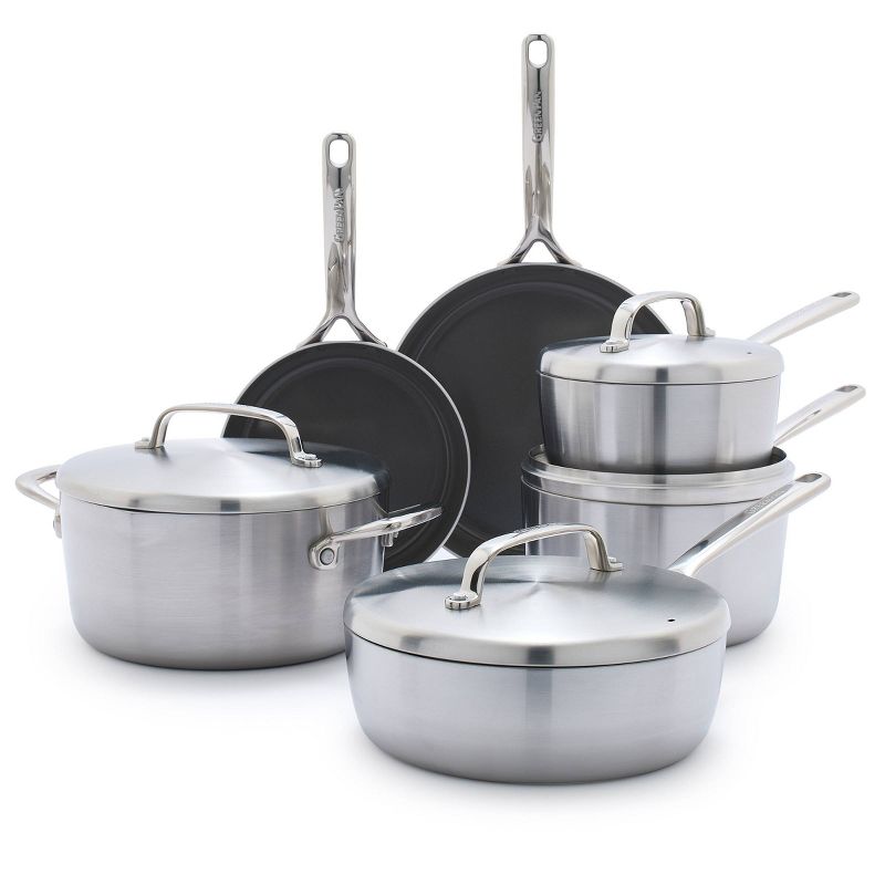 GreenPan GP5 Stainless Steel 5-PLY Healthy Ceramic Nonstick 13pc Cookware Set PFAS-Free, 1 of 14