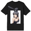 Rascal Does Not Dream Of Bunny Girl Senpai Shoko Makinohara Cute Bunny Costume Crew Neck Short Sleeve Men's Black T-shirt - 2 of 4