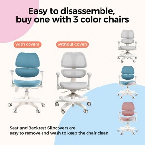 UNISOAR Adjustable Kids Desk Chair, Swivel Mesh Desk Chair with Wheels– Ergonomic Swivel Study Chair for Children, Includes 2 Free Chair Covers - 1 of 4