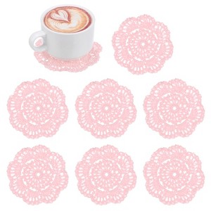 Unique Bargains Round Handmade Crochet Cotton Cup Coaster Placemats Home Decoration - 1 of 4