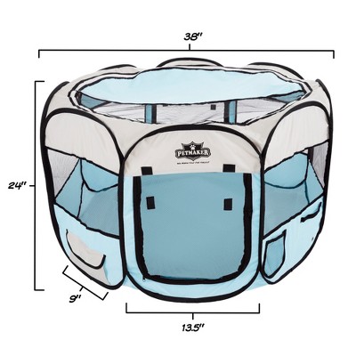 Blue Portable Pop-Up Pet Play Pen with Mesh Windows