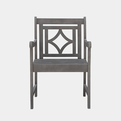 Renaissance Hardwood Diamond Outdoor Patio Dining Armchair - Gray - Vifah