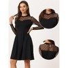 INSPIRE CHIC Women's Mesh See-Through Heart Sheer Sleeve Skater Party Dress - image 2 of 4