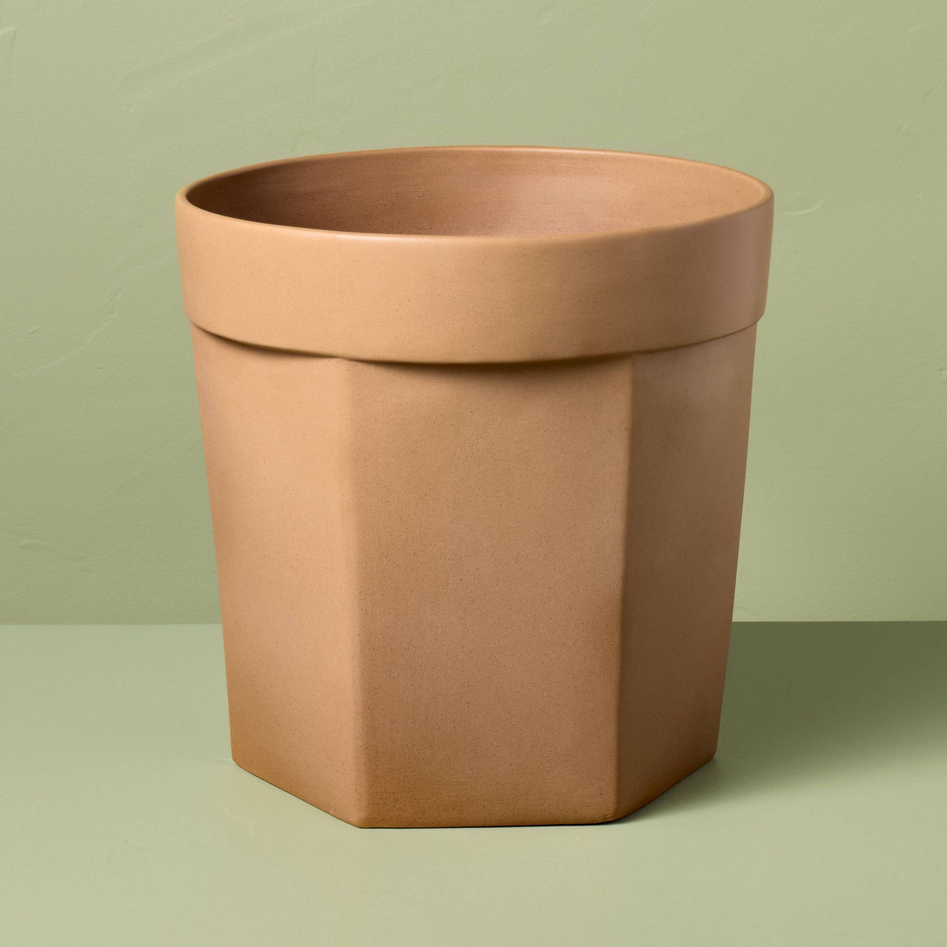 11" Carved Ceramic Planter Pot Macadamia Tan - Hearth & Hand™ with Magnolia