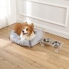 THE LICKER STORE Billie Small Modern Lucite Calming Fluffy Pet Bed with Washable Cushion and Elevated Pet Feeder with 27 oz 2-Stainless Steel Bowls - 2 of 4