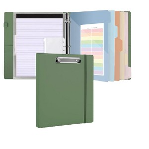 Itopfox 3 Ring Binder with Clipboard, PU Leather Binder with Notepad, 5 Dividers & Pockets, Labels, Perfect for School & Office Use Fits Letter Sized - 1 of 4
