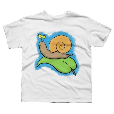Boy's Design By Humans Cute, happy snail on a leaf cartoon illustration By thefrogfactory T-Shirt