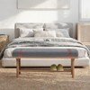 Bekrvio 44-Inch Teddy Fleece Upholstered Bench – Solid Wood Frame,Mid Century Modern Bench with PU Straps for Living Room, Bedroom - 2 of 4