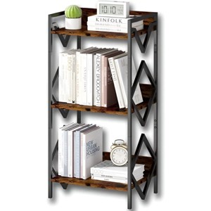 SEVOBAL 3-Tier Kids Bookshelf Metal Storage Shelf for Home Office Bedroom Sturdy Rustic Bookcase Display Shelf Standing, Black, 16.7712.875.27 - 1 of 4