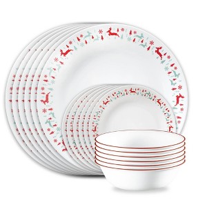 Corelle 18pc Be Merry Dinnerware Set Red - 1 of 4