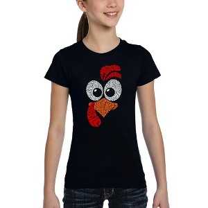LA Pop Art Turkey Face - Girl's Word Art T-Shirt - 1 of 4