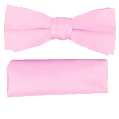 New Boy's Solid Pre Tied Bow Tie and Hanky Set
