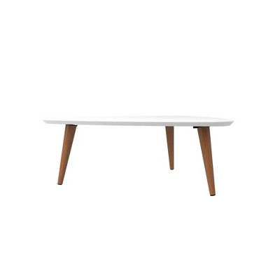 Utopia Mid-Century Triangular White Gloss Wood Coffee Table with Storage