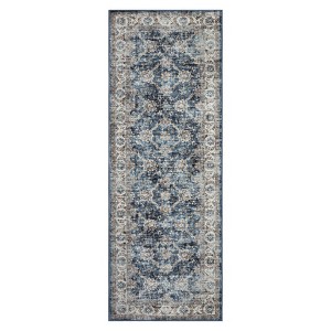 Washable Vintage Floral Print Living Room Rugs, Distressed Print Soft Non Slip Bedroom Carpet, Large Stain Resistant Dining Room Rugs - 1 of 4