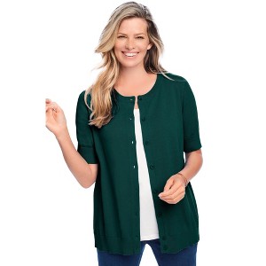 Woman Within Perfect Elbow-Length Sleeve Cardigan - 1 of 4