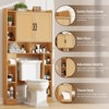 Rattan Over-The-Toilet Storage Cabinet, Toilet Paper Holder, Space-Saving Oak Bathroom Organizer - 3 of 4