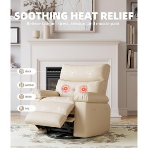 27" Oversized Recliner Chairs with Heat and Massage - 360° Swivel Lazy Recliner Chair for Adults- Manual Rocking Chair with Remote Control - 1 of 4