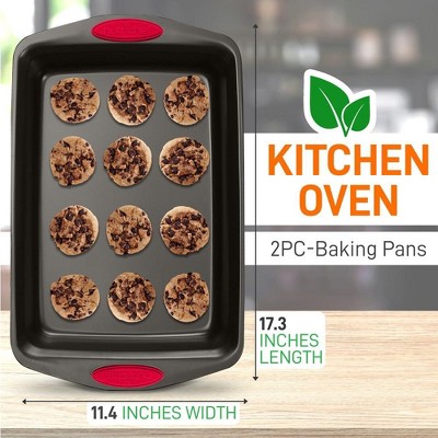 NutriChef Black Nonstick Carbon Steel 2-Piece Baking Sheet Set