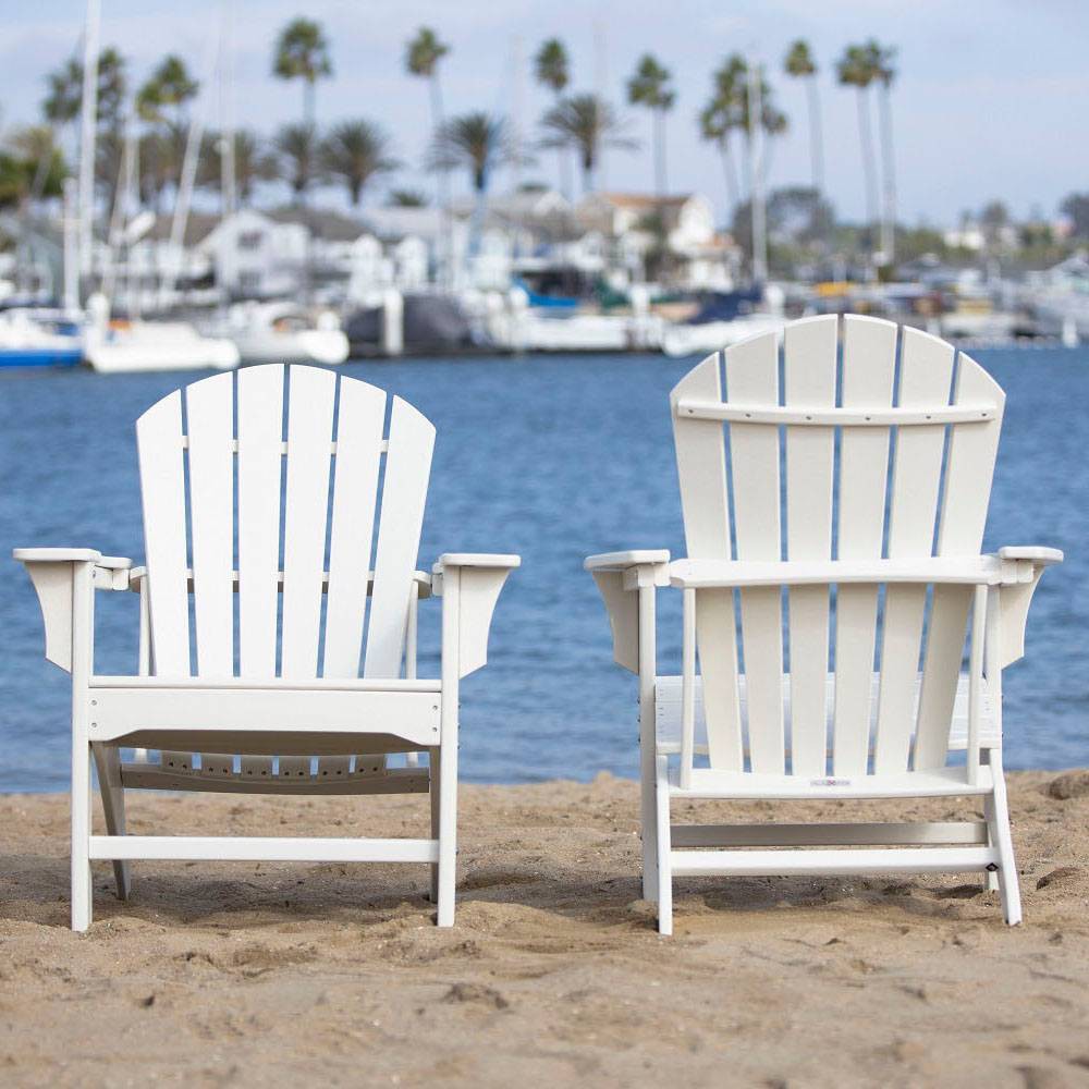 Hampton 2pk Poly Outdoor Patio Adirondack Chair - White - LuXeo