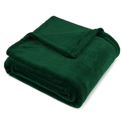 Emerald Green Queen Size Fleece Blanket with Microfiber