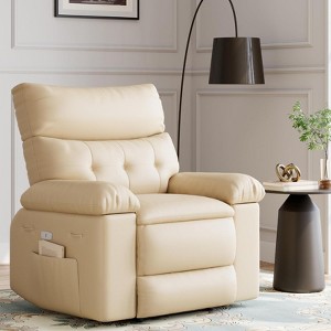 Recliner Chair - PU Leather Recliner for Adults, Manual Lazy Recliner Chair with Overstuffed Comfort Arm - 1 of 4