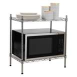 Mind Reader Alloy Collection 2-Tier Metal Industrial Microwave Stand with Utility Shelf - Silver