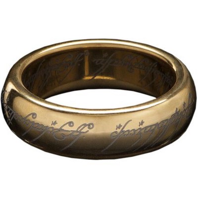 WETA Workshop - Lord Of The Rings - LOTR™ The One Ring™ (Gold Plated Tungsten with Elvish Runes), Size 7