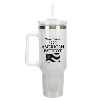 100 North Free Since 1776 American Patriot Flag Wrap-Around 40 Oz. Stainless Steel Water Bottle Coffee Mug, Spill & Leak Resistant, Travel Tumbler