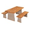 Christopher Knight Home Saltus Outdoor 3 Piece Acacia Wood Dining Set with Handwoven Rattan Legs - 2 of 4