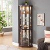 VYNXARIA Corner Lighted Curio Cabinet - Elegant Dark Cherry Display Case for Living Room - 4 of 4